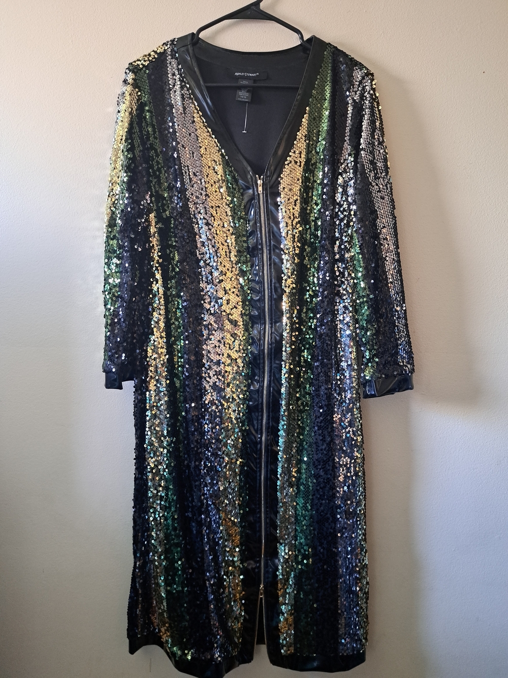 Ashley Stewart Shiny Black Panel Dress